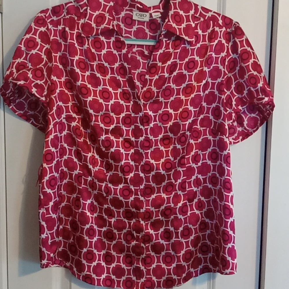 Cato Red and White Button Down Shirt